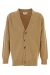 Maison Margiela Melange Cappuccino Wool Blend Cardigan In Brown