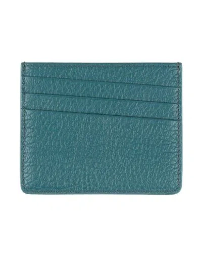 Maison Margiela Man Cardholder Deep Teal Size - Cow Leather In Green
