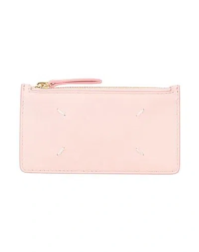Maison Margiela Man Cardholder Pink Size - Goat Skin, Brass, Zinc, Aluminum, Copper
