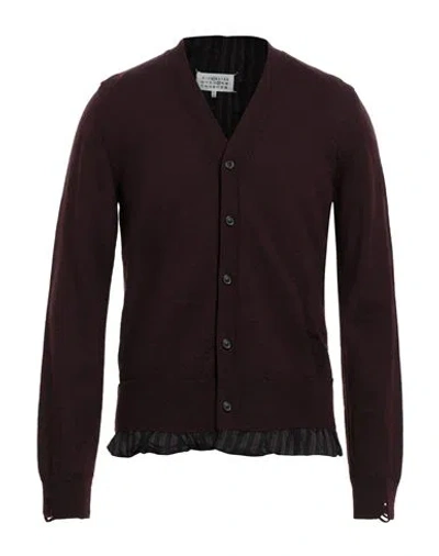 Maison Margiela Man Cardigan Plum Size L Wool, Acetate, Viscose In Red