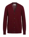 Maison Margiela Wool Cardigan With V-neck And Back Detail In Red