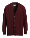 Maison Margiela Wool Cardigan With V-neck And Back Detail In Red