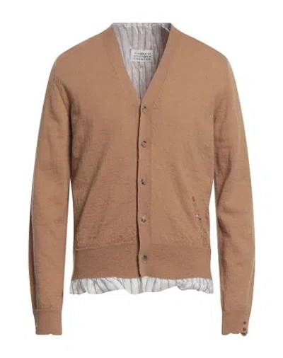 Maison Margiela Man Cardigan Camel Size S Wool, Acetate, Viscose In Beige