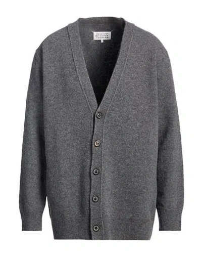 Maison Margiela Wool Cardigan With V-neckline And Relaxed Fit In Gray
