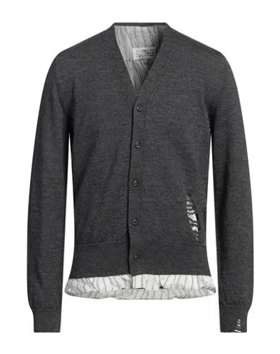 Maison Margiela Man Cardigan Lead Size Xl Wool, Acetate, Viscose In Grey