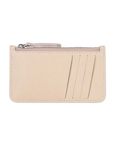 Maison Margiela Man Coin Purse Beige Size - Bovine Leather, Brass, Zinc