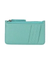 Maison Margiela Man Coin Purse Turquoise Size - Bovine Leather, Brass, Zinc In Blue