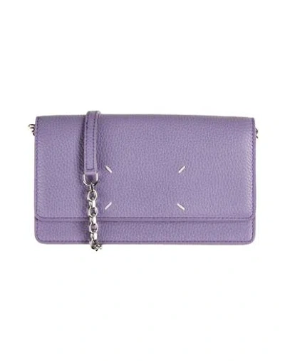 Maison Margiela Man Crossbody Wallet Purple Size - Cow Leather
