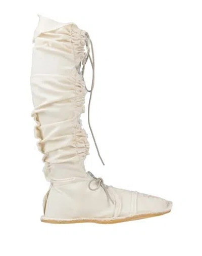 Maison Margiela Man Knee Boots Cream Size 12 Textile Fibers In White