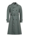 Maison Margiela Man Overcoat & Trench Coat Sage Green Size 38 Cotton, Polyamide In Blue