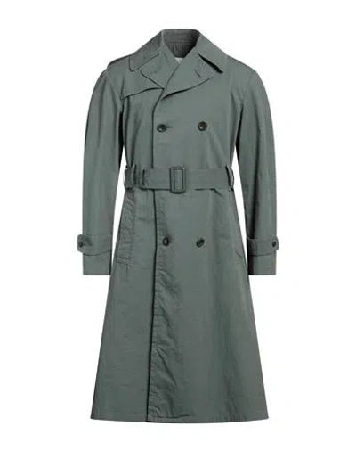 Maison Margiela Man Overcoat & Trench Coat Slate Blue Size 36 Cotton, Polyamide