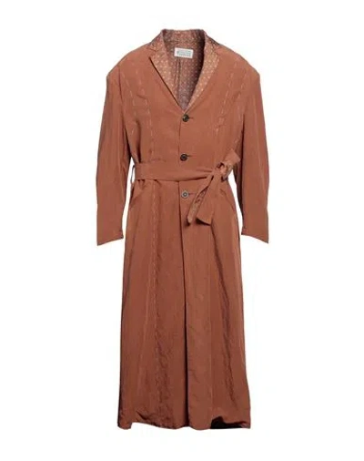 Maison Margiela Man Overcoat & Trench Coat Camel Size 36 Viscose, Linen In Beige
