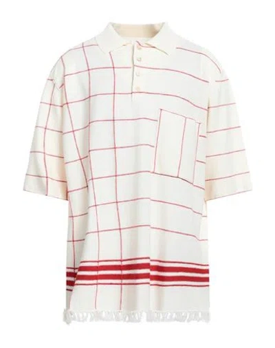 Maison Margiela Man Polo Shirt Red Size M Wool, Acrylic, Linen, Polyester