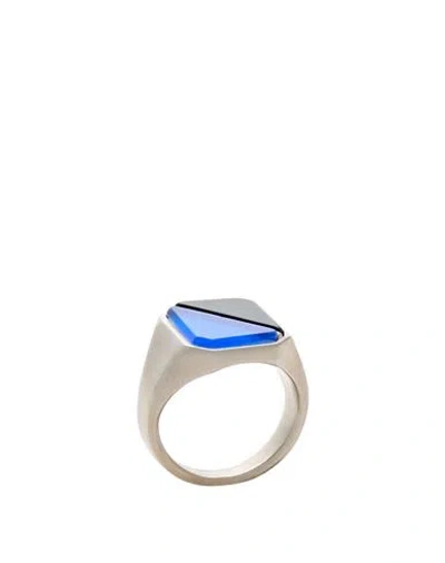 Maison Margiela Man Ring Blue Size 10 Metal In Metallic