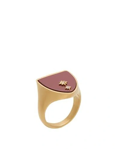 Maison Margiela Man Ring Gold Size Iii Glass, Brass