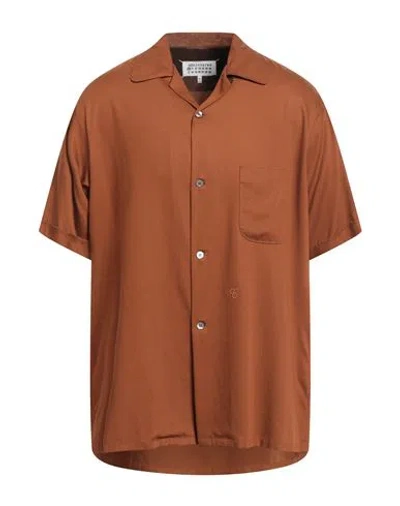 Maison Margiela Man Shirt Brown Size 36 Viscose, Polyester