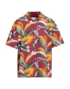 Maison Margiela Printed Linen & Cotton Shirt In Red,multi