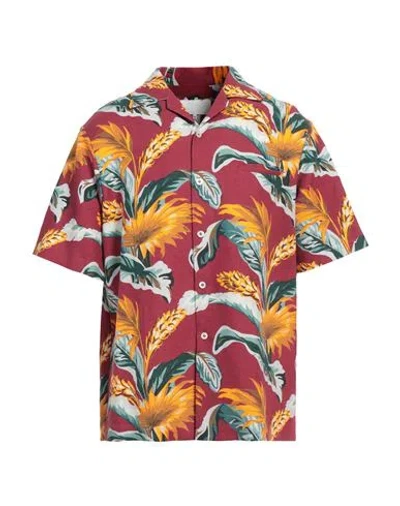Maison Margiela Printed Linen & Cotton Shirt In Red