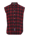 Maison Margiela Men's Cutoff Flannel Button-down Shirt In Red