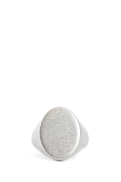 Maison Margiela Logo Chevalier Ring In Silver