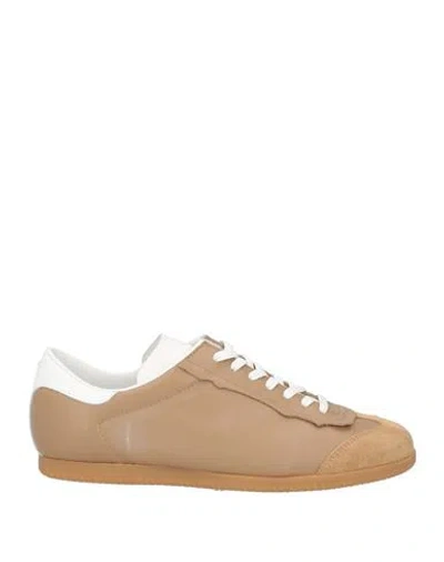 Maison Margiela Man Sneakers Camel Size 9 Soft Leather In Brown
