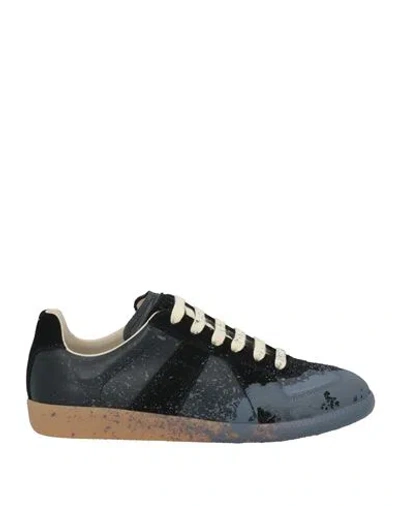 Maison Margiela Man Sneakers Slate Blue Size 8 Leather
