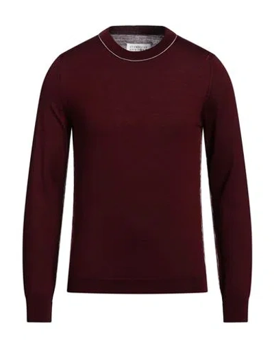 Maison Margiela Man Sweater Burgundy Size S Wool, Cotton In Red