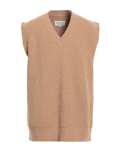Maison Margiela Man Sweater Camel Size Xl Wool, Cashmere, Polyamide In Neutral
