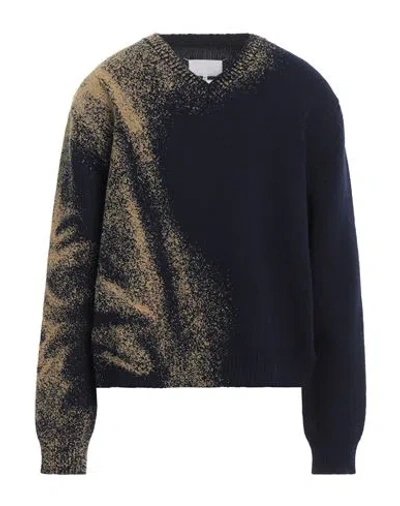 Maison Margiela Man Sweater Navy Blue Size L Wool In Brown