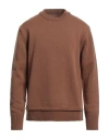 Maison Margiela Man Sweater Tan Size Xl Wool, Linen, Cotton, Cow Leather In Brown