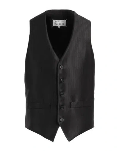 Maison Margiela Man Tailored Vest Black Size 40 Virgin Wool, Silk