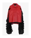 Maison Margiela Mantella In Pelle Profilata In Ecopelliccia Jacket In Red