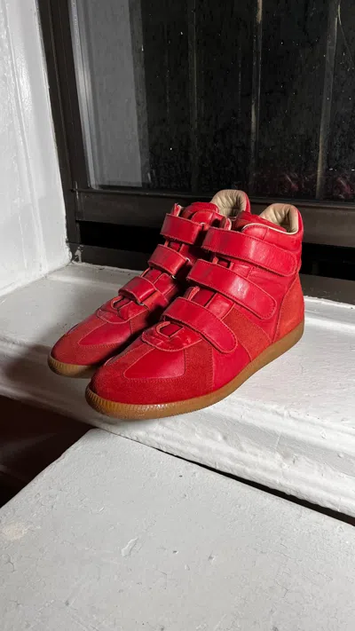 Pre-owned Maison Margiela Margiela Gat German Army Trainer High Triple Strap Red Shoes