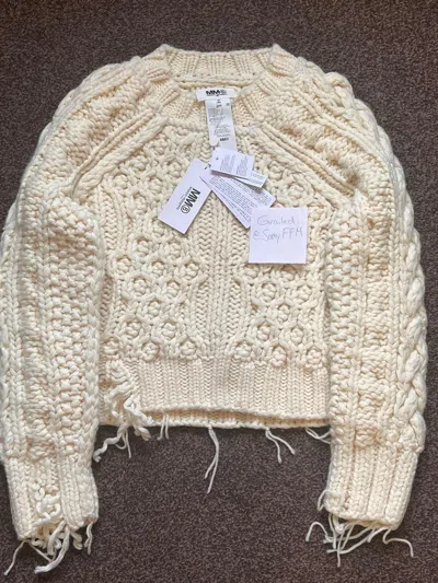Pre-owned Maison Margiela Margiela Knit Beige Distressed Mm6 Sweater In Sand