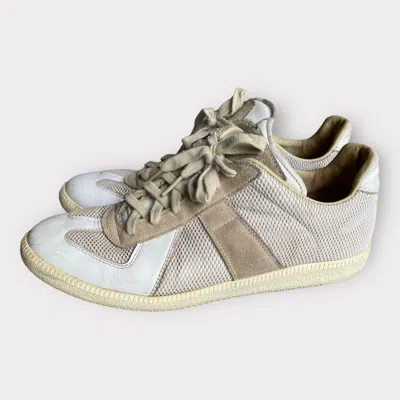 Pre-owned Maison Margiela Margiela Leather And Mesh Replica Gat Sneakers In White