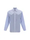 Maison Margiela Striped Shirt With Multi-layered Colorful Panels In Blue