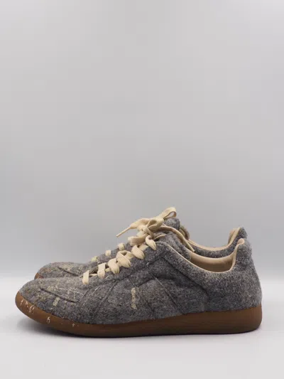 Pre-owned Maison Margiela Margiela Replica Gat Painted Splash Wool Sneakers (41) In Grey