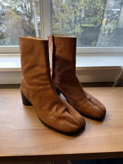 Pre-owned Maison Margiela Margiela Tabi Boots Brown Heel Shoesed Size 45