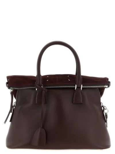 Maison Margiela Maroon 5ac Soft Medium Satchel In Burgundy