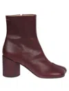 Maison Margiela Maroon Leather Ankle Boot In Brown