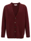 Maison Margiela Wool Cardigan With V-neck And Back Detail In Maroon