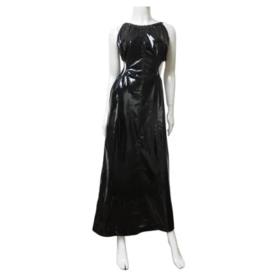 Pre-owned Maison Margiela Martin Margiela Black Shiny Polyurethane Maxi Dress With Waist Cut Outs