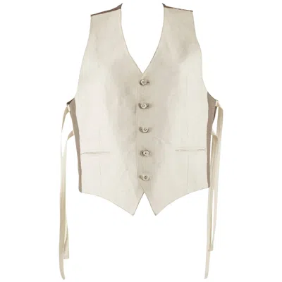 Pre-owned Maison Margiela Martin Margiela White-painted Oversized Artisanal Waistcoat, Ss 1993 In Sand
