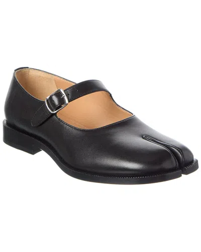 Maison Margiela Mary Jane Leather Ballerina Flat In Black