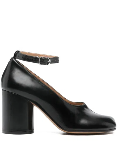 Pre-owned Maison Margiela Mary Jane Tabi Leather Pumps In Black