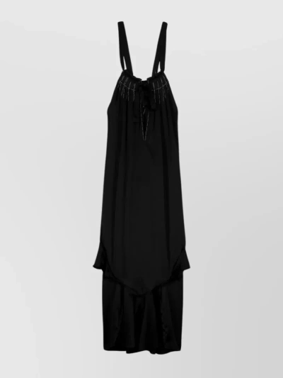 Maison Margiela Maxi Dress With Deconstructed Style And Pleat Detailing In Black