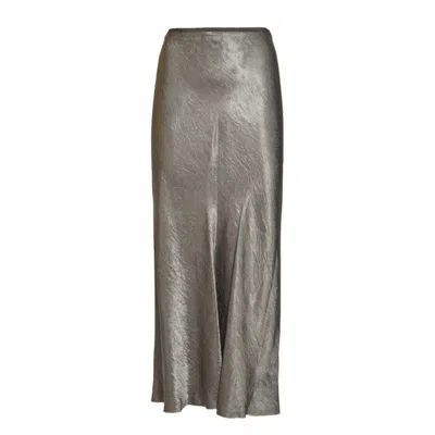 Maison Margiela Maxi Skirt With Subtle Sheen And Fluid Drape In Gray