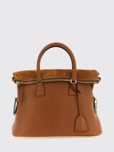 Maison Margiela Medium 5ac Calfskin And Suede Handbag In Brown