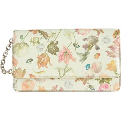 Maison Margiela Medium Floral Leather Wallet On A Chain In Multi