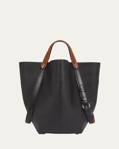 Maison Margiela Medium Leather Shopper Tote Bag In Black